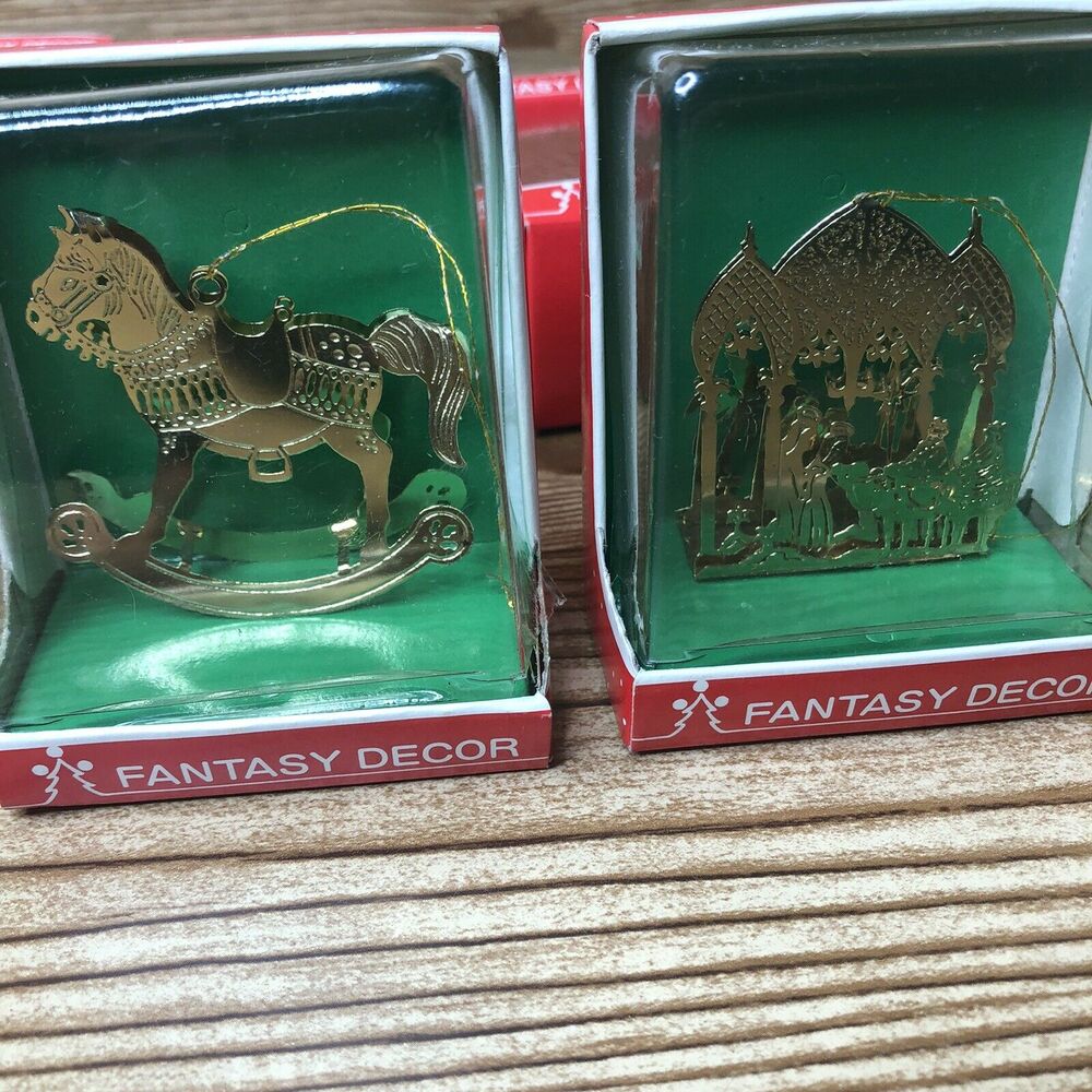 Brass Christmas Ornament Lot Of 16. Figures From Santa To A Nativity.